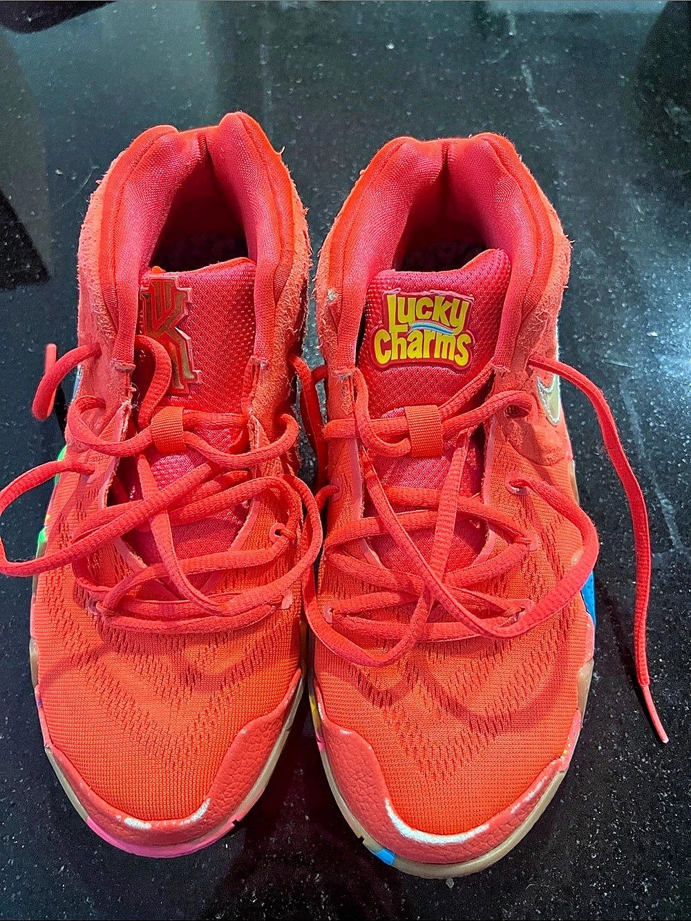 Nike Kyrie 4 Lucky Charms Basketball Sneakers in Red & Multicolor 5Y